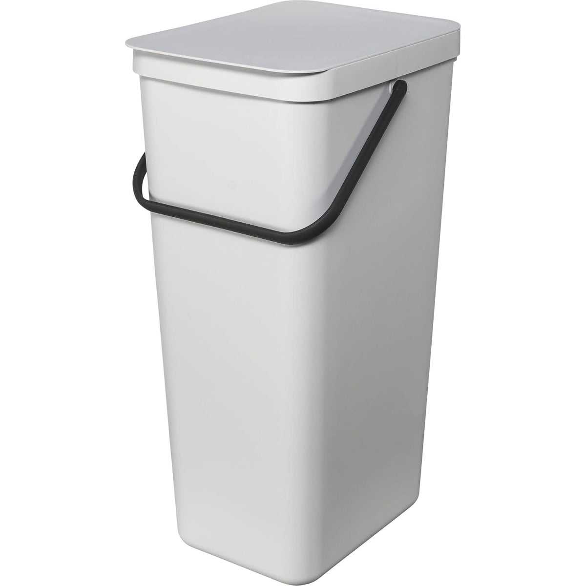 Brabantia - cubeta de basura Sort & Go 40L - cubeta de basura grande para cocina - Tapa abierta - Asa de transporte - Fácil de limpiar - cubeta de basura - cubeta de basura - Gris claro - 27 x 35 x 62 cm