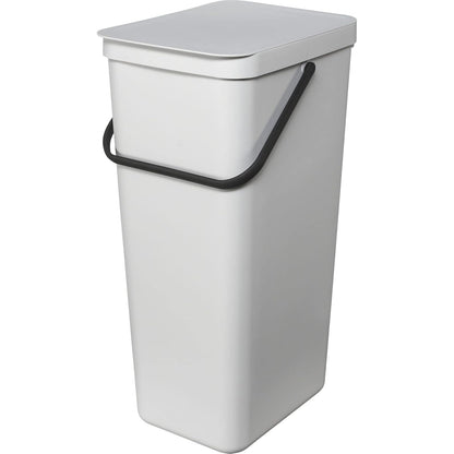 Brabantia - cubeta de basura Sort & Go 40L - cubeta de basura grande para cocina - Tapa abierta - Asa de transporte - Fácil de limpiar - cubeta de basura - cubeta de basura - Gris claro - 27 x 35 x 62 cm