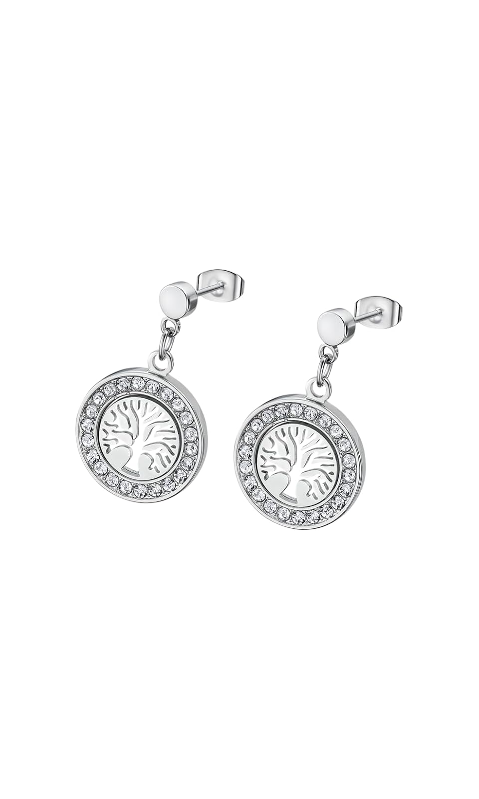 Lotus Style Aretes para dama en tono plateado