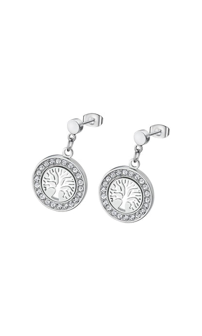 Lotus Style Aretes para dama en tono plateado