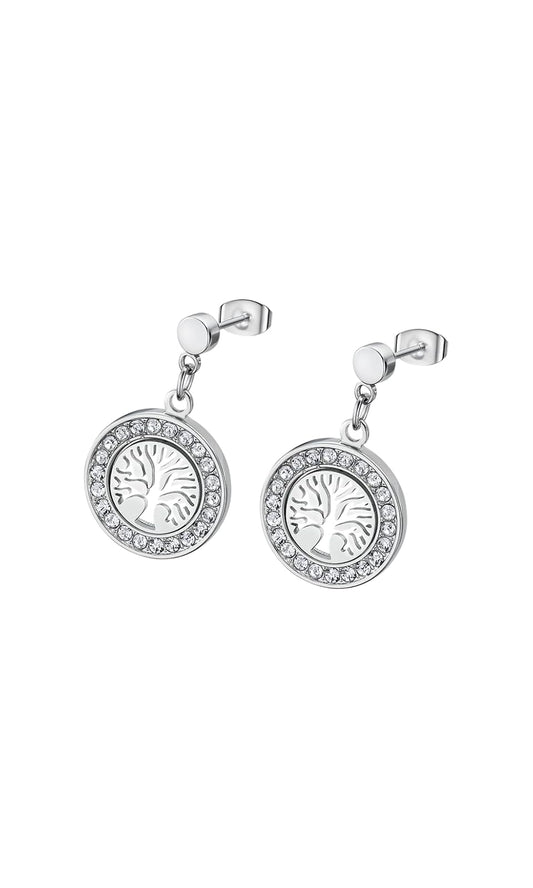 Lotus Style Aretes para dama en tono plateado