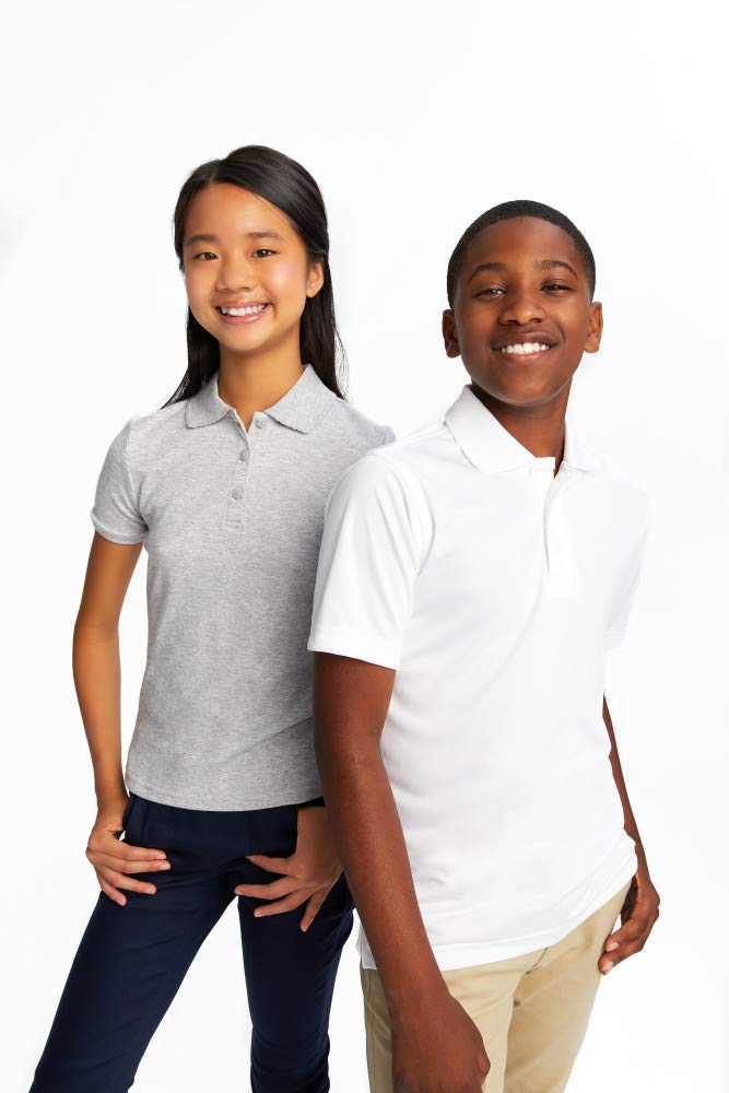 French Toast Girls' Short Sleeve Picot Collar Polo School Uniform Shirt (Standard and Plus)