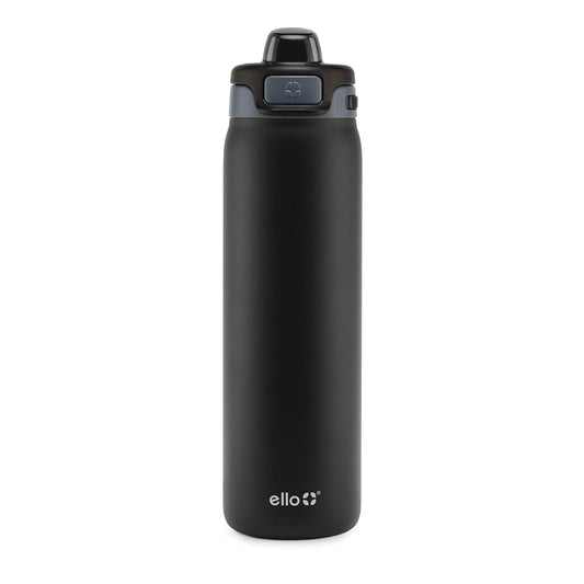 Ello Pop & Fill - Botella de agua de acero inoxidable de 22 onzas con tecnología de llenado rápido, doble pared y metal aislado al aspiradora, tapa de bloqueo a prueba de fugas, beber y chug,