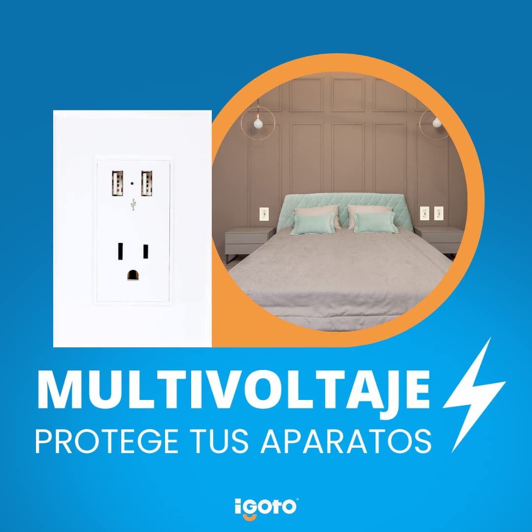 iGOTO PB106UL-B Contacto doble con USB y Placa Sencilla