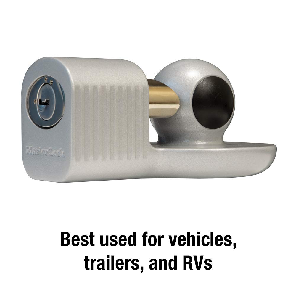 Master Lock 377KA Trailer Hitch Lock, Fits 1-7/8 in, 2 in, and Most 2-5/16 in. Trailer Couplers, Chrome