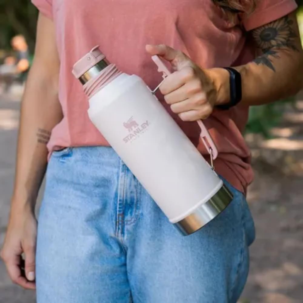 Stanley Classic Mate Termo 1.2 L | Acero Inoxidable Rosa, tapa multiusos, asas plegables, capacidad 1.2 Lt, garantía de por vida