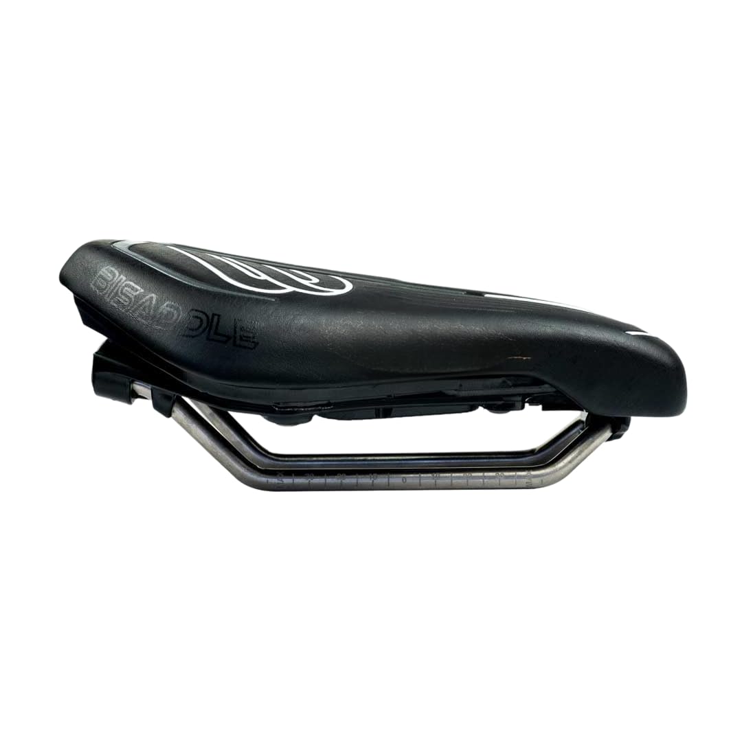 BiSaddle SRT - Sillín de Bicicleta súper Corto sin Nariz Ajustable sin Dolor, Color Negro con rieles de Titanio, Ajuste Personalizado, tamaño único