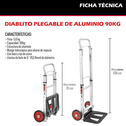 Dogotuls RI5032 Diablo Plegable Aluminio Acero, 90 Kg