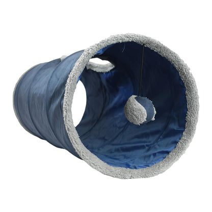 Fancy Pets Túnel Plegable para Gato Azul, Juguete Interactivo y Espacio de Exploración 65x25 cm