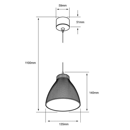 Tecnolite Lámpara Colgante LED de Cristal Redondo 5CTLLED102MV30CT, 5 W, 1.10 m, Luz Cálida Brillante, Transparente