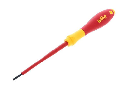 Wiha Tools Ins Destornillador, ranurado, 1/8 x 4 pulgadas, redondo, rojo y negro, talla única (32012)