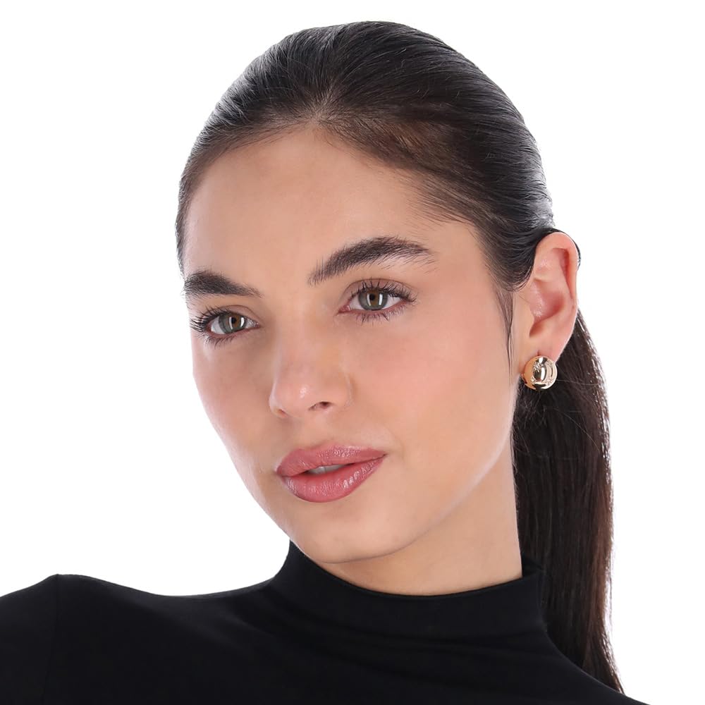 Anne Klein Aretes Botón Dorado Shimmer & Shine | Circular, 1 par, cierre poste, pequeño