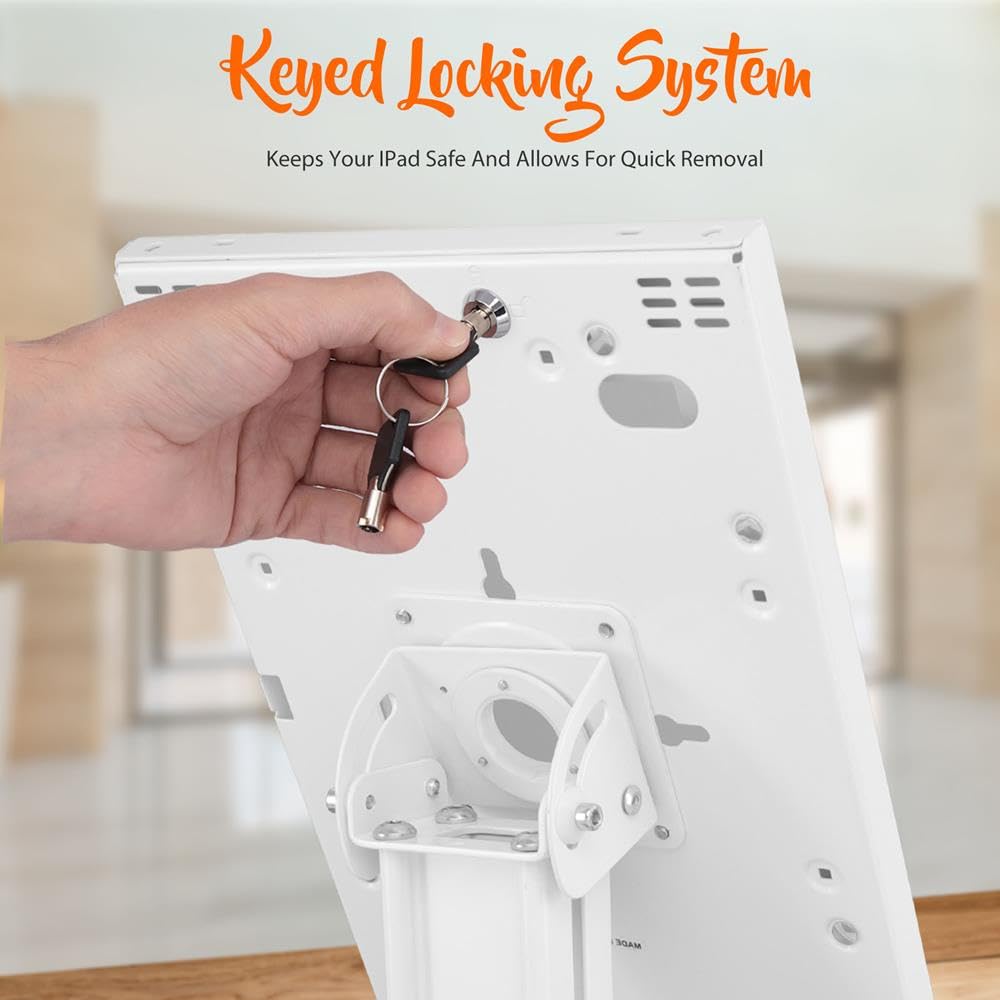 Pyle Soporte de Seguridad Antirrobo para Tableta, Montaje en Mesa para iPad y Tablet, Soporte Kiosco con Cerradura y Llave, Rotación de 90°, Inclinación de 75°, iPad, iPad Air, Pro, Galaxy