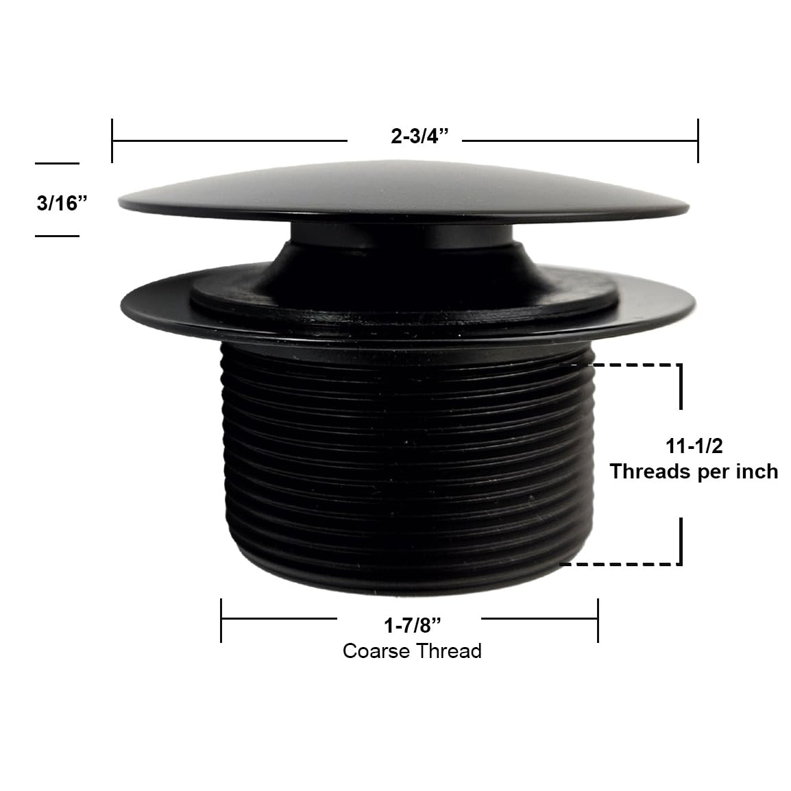 Westbrass D398R-62 - Drenaje de baño de Hilo Grueso NPSM de 1-1/2 Pulgadas, Color Negro Mate, 1 Paquete