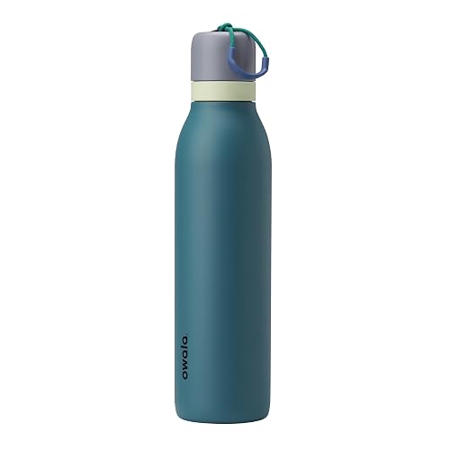 Owala FreeSip - Botella de agua de acero inoxidable con popote para deportes y viajes, sin BPA, 24 onzas, mezclilla