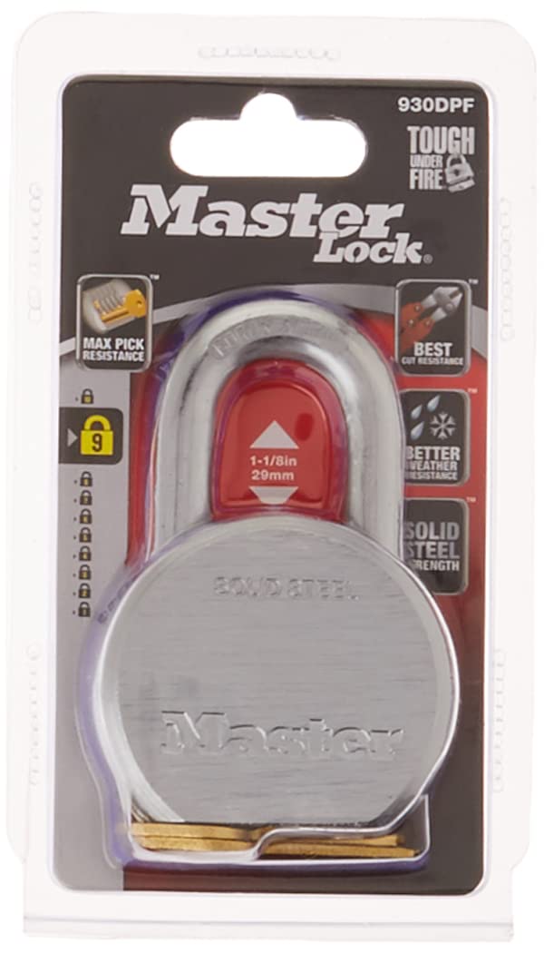 Master Lock Candado de alta seguridad con llave diferente y cuerpo de acero sólido de 6.35 cm, 1-1/8-Inch Shackle, N/A