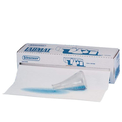 Bel-Art SP Scienceware Labmat - Rollo de revestimiento de banco de laboratorio de 50 pies, blanco, protector absorbente para derrames, productos químicos y manchas, respaldo antideslizante (F24675