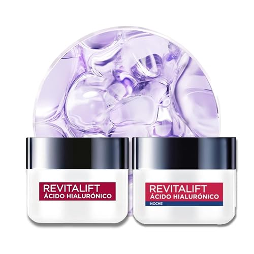 L'Oréal Paris Rutina facial hidratante Revitalift Ácido Hialurónico (2 piezas): Crema de día FPS20 50ml + Crema de noche 50ml. Hidrata y rellena líneas de expresión, para todo tipo de piel