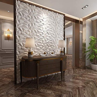Art3d Panel de Pared 3D 19.7 x 19.7 Pulgadas Blanco (12 Unidades)