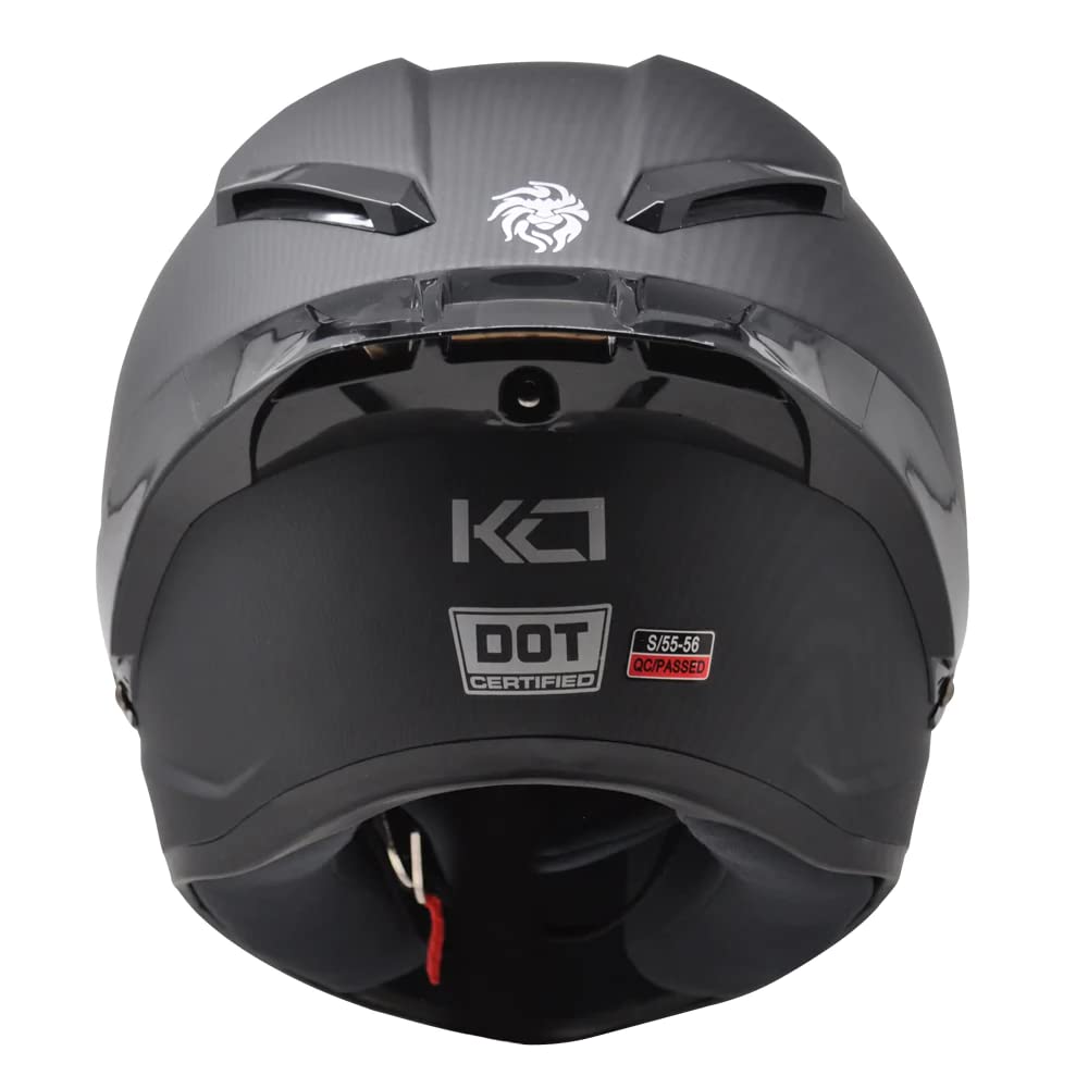 KOV Casco para Moto Integral KC1 Certificado Dot Estilo Carbono Deportivo (S)