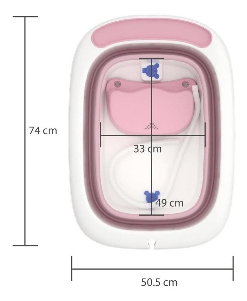 D´BEBÉ - Bañera Bubbles - Bañera Antideslizante Plegable - Bañera con 2 niveles de llenado - Para Bebés Recién Nacidos hasta los 6 Años de Edad - Color Rosa