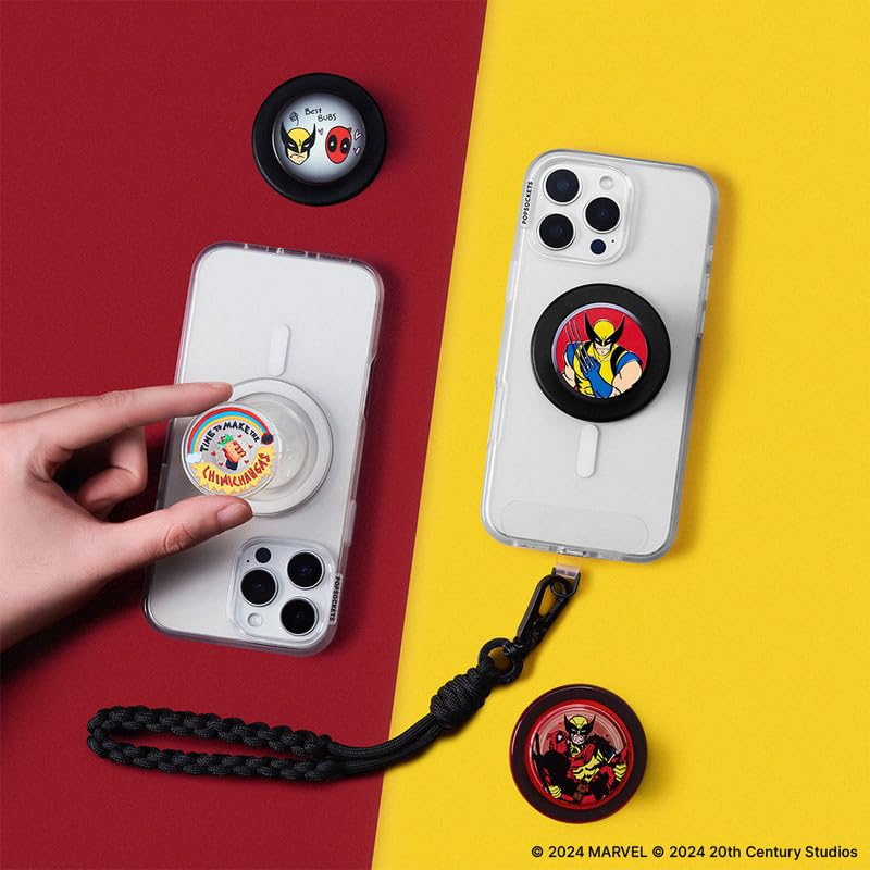 PopSockets - Agarre para teléfono MagSafe, Agarre y Soporte magnético Seguro para teléfono, Soporte Manos Libres, Compatible con Carga inalámbrica, Deadpool x Wolverine, Deadpool & Wolverine