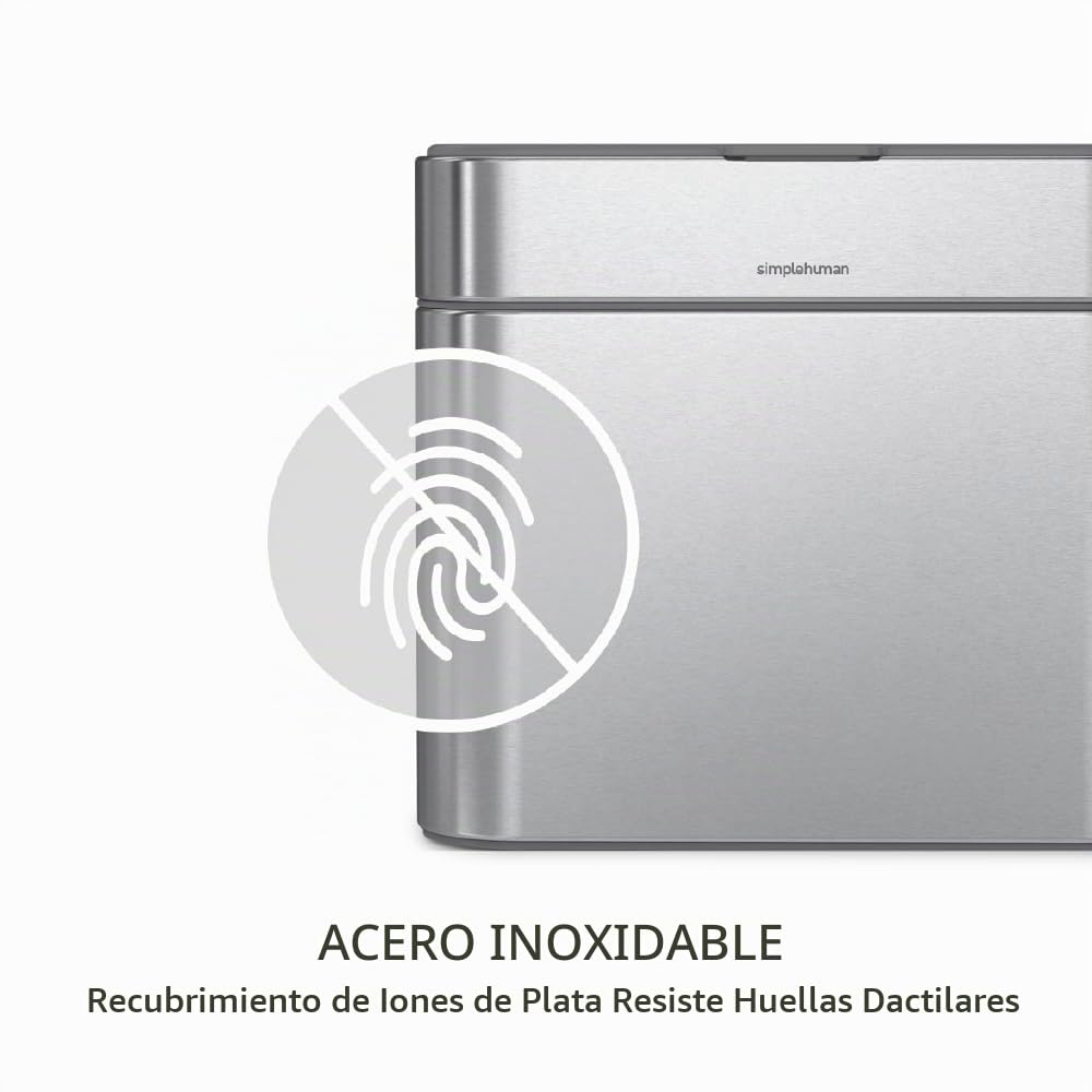 Organizador para abono simplehuman de 4 litros con contenedor Desmontable y para encimera, de Acero Inoxidable Cepillado.