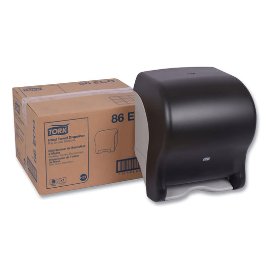 Tork 86ECO Dispensador de rollos de toallas de mano, electrónico, sin tacto, 14.39 pulgadas de alto x 11.78 pulgadas de ancho x 9.12 pulgadas de profundidad, humo (caja de 1 dispensador) se puede utilizar con Tork RB351, RB8002, RK350A
