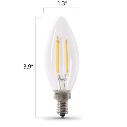 Feit Electric - foco LED de 40 W equivalente, regulable, base E12, luz diurna de 5000 K, filamento B10 torpedo de punta decorativa, bombillas de iluminación decorativas, 13 años de vida,