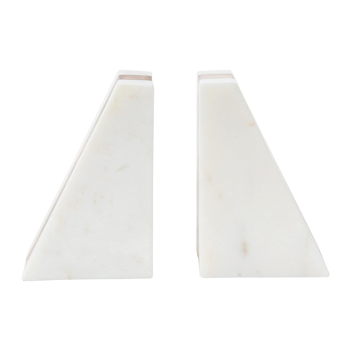 Main + Mesa - Sujetalibros geométricos de mármol con Incrustaciones de Madera, Color Blanco