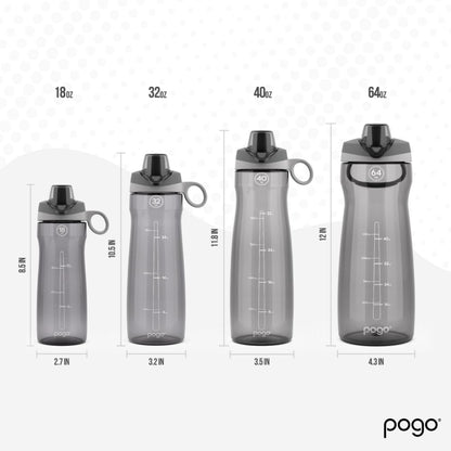 Pogo Botella de Agua con Tapa deslizable, de plástico sin BPA, 532.32 ml