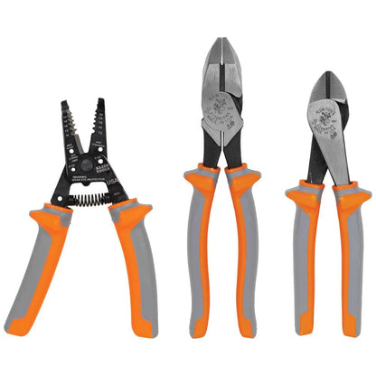 Klein Tools 2288RINS - Alicates diagonales aislados de 1000 V, fabricados en Estados Unidos, diseño de alto apalancamiento, cuchillos endurecidos por inducción, 8 pulgadas - Kit de 3 piezas
