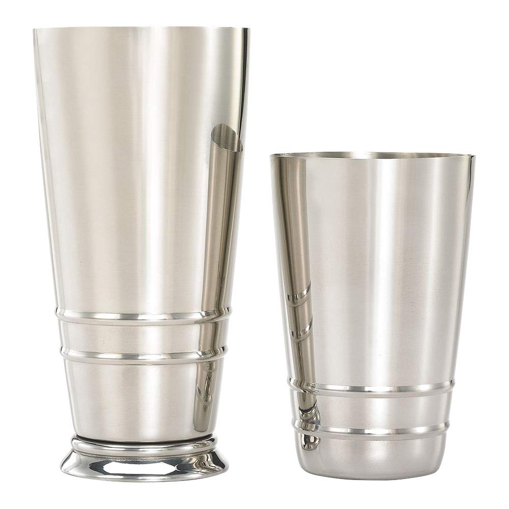 Barfly - Juego de latas de cóctel (18 onzas y 28 onzas), acero inoxidable con varillas en relieve