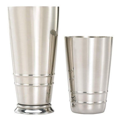 Barfly - Juego de latas de cóctel (18 onzas y 28 onzas), acero inoxidable con varillas en relieve