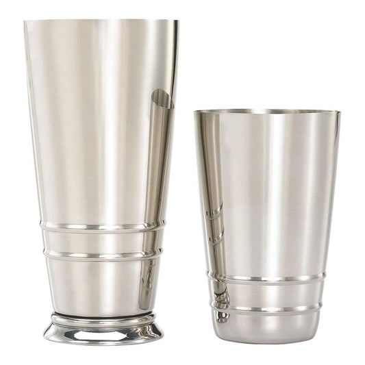 Barfly - Juego de latas de cóctel (18 onzas y 28 onzas), acero inoxidable con varillas en relieve
