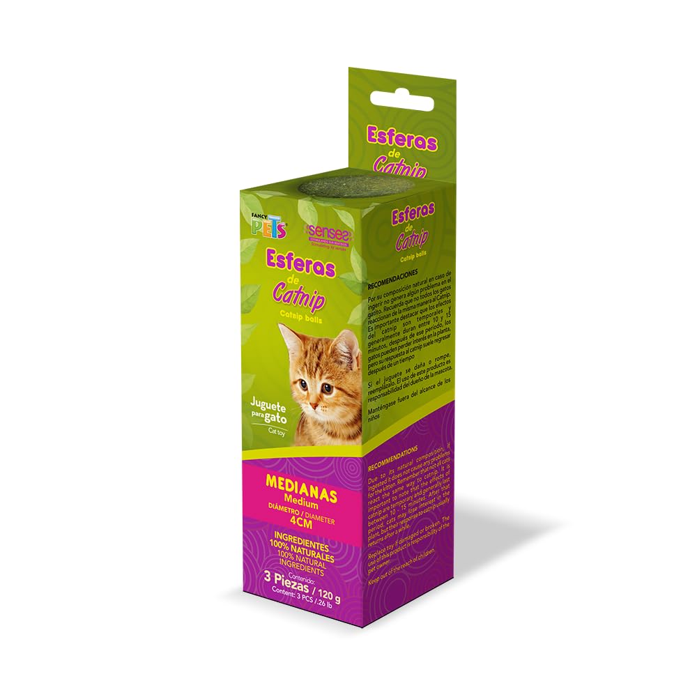 Fancy Pets Esferas de Catnip para Gato 3 Piezas de Catnip Natural para Juego Estimulación y Enriquecimiento Ambiental