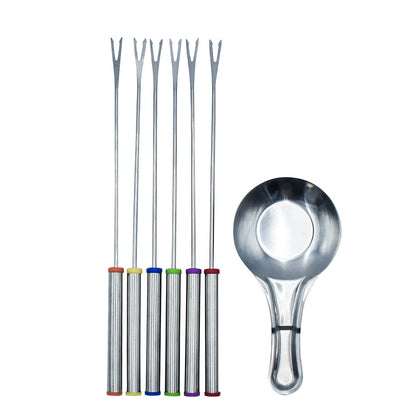Top Choice 2415-2816 Set De Fondue Acero Inoxidable con Calentador, incluye 6 Tenedores