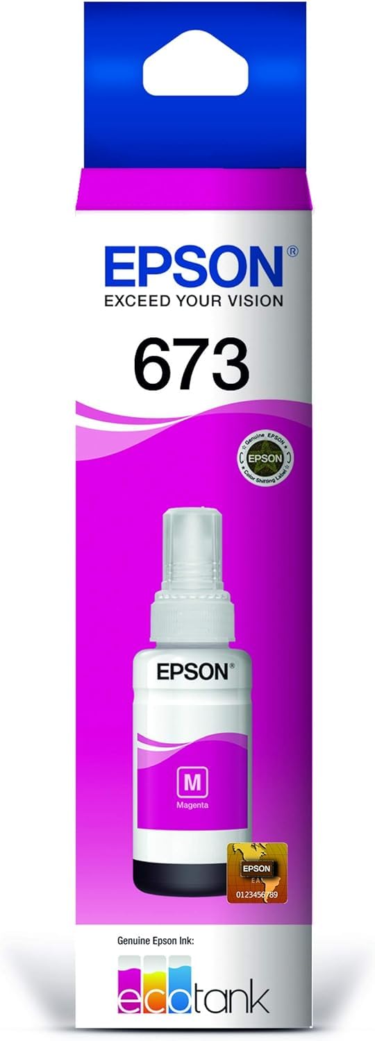 Epson Cartucho de Tinta Color Magenta para L800, L1800, T673320, Talla unica