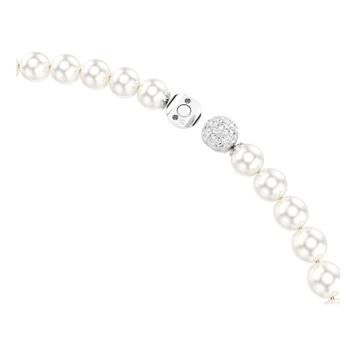 Collar Swarovski Matrix, perla de vidrio, blanco, baño de rodio