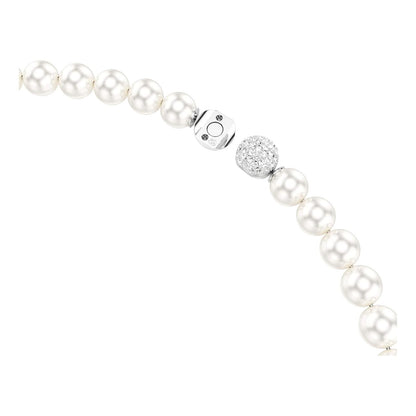 Collar Swarovski Matrix, perla de vidrio, blanco, baño de rodio