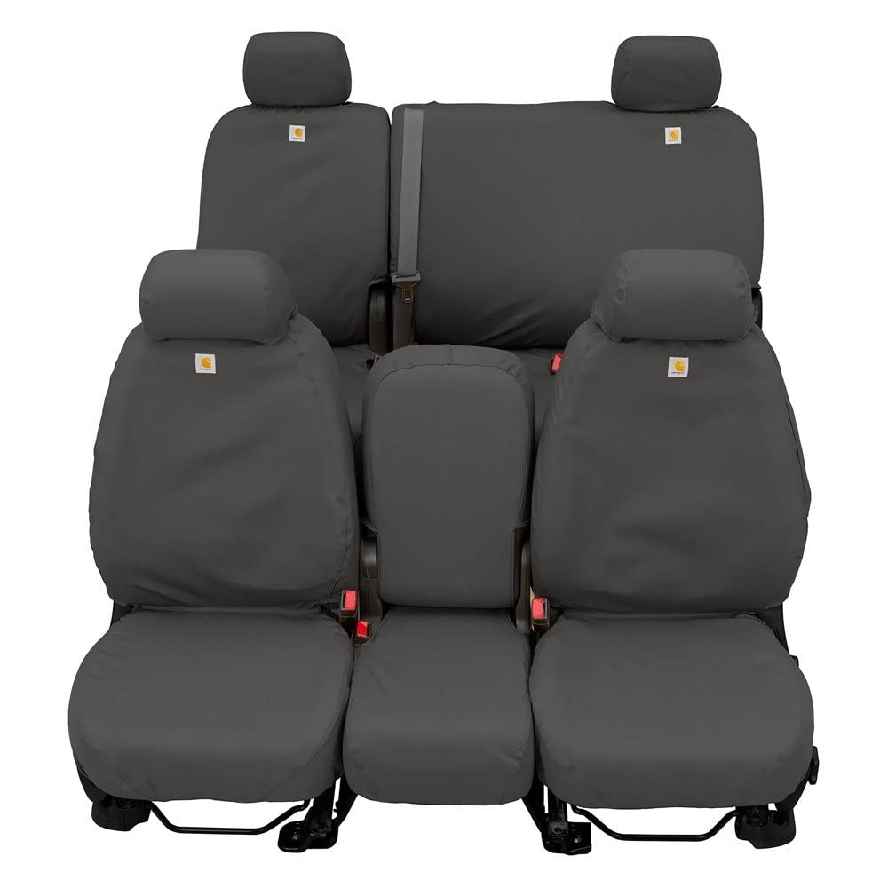 Covercraft Carhartt SeatSaver SSC2477CAGY Fundas de Asiento Personalizadas para Chevrolet Silverado y GMC Sierra, Asientos de Cubeta Primera Fila, Gravel