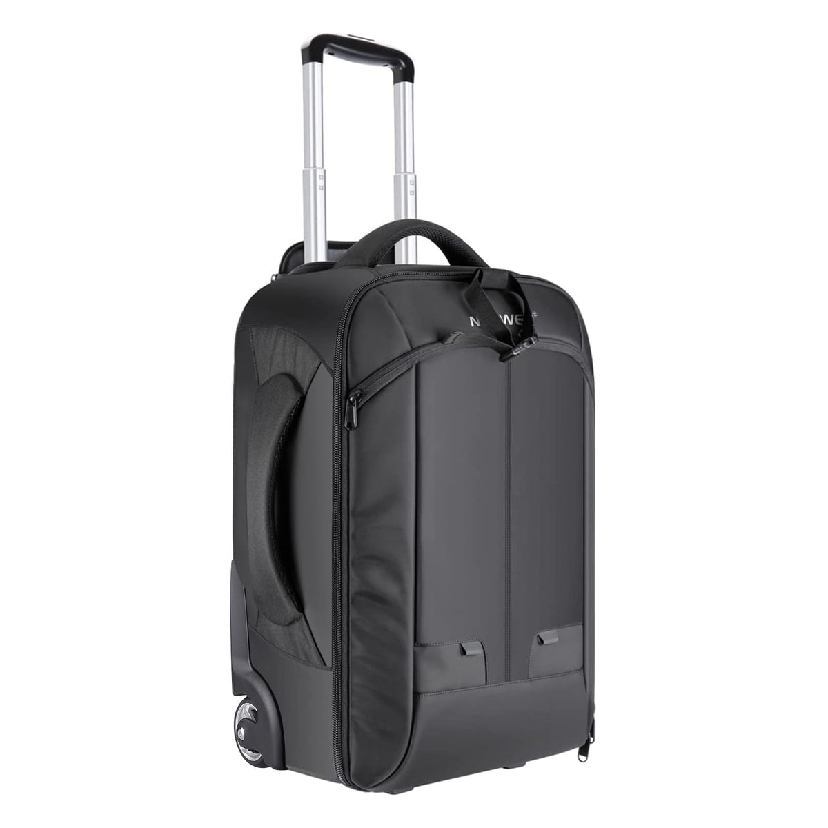Neewer 2-in-1 Convertible Wheeled Camera Backpack Luggage Trolley Case with Double Bar, Anti-shock Detachable Padded Compartment for SLR/DSLR Cameras, Tripod, Lens and Other Accessories (Black/Grey)