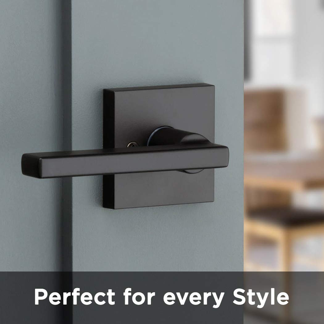 Kwikset 91540-029 Halifax Palanca cuadrada para puerta o armario, Acero negro