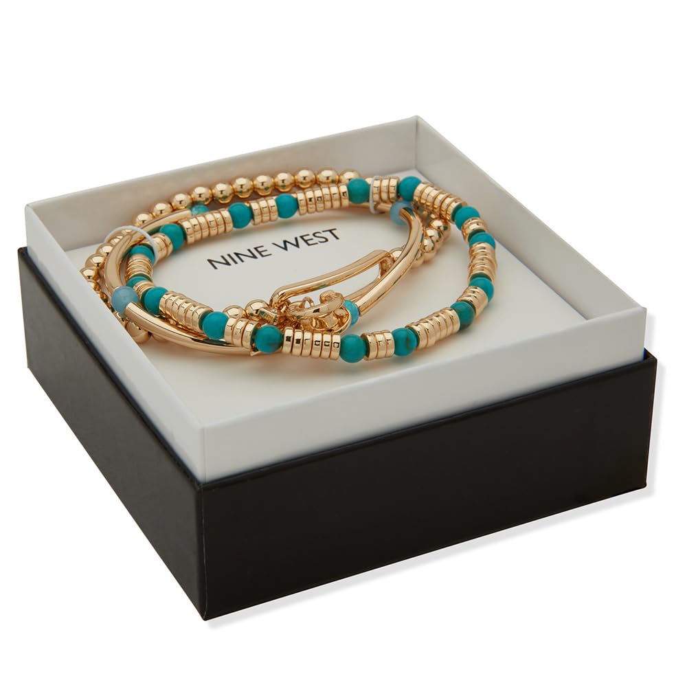 Nine West Box Set Pulsera Dorado Multiniveles para Mujer