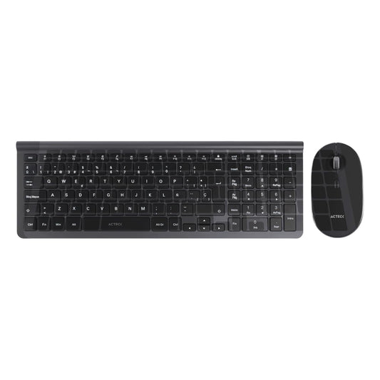 ACTECK Combo Multidispositivo 2 en 1 Creator Inspire Edge MK675 / Teclado + Mouse 2.4Ghz+BT Ultra Delgado + 2xBat AAA Incluida Grafito Elite Series