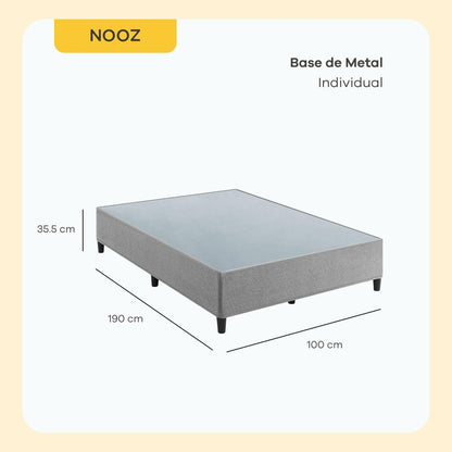 Nooz Base de Cama Metal Individual Fácil Armado Sin Herramientas Resistente Acero Sin Ruido Ahorra Espacio