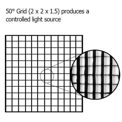 Fotodiox Pro Cuadrícula Eggcrate para 24x24" Softbox - para EZ-Pro & Pro Standard Softboxes - 50 Degrees 2x2x1.5" Openings
