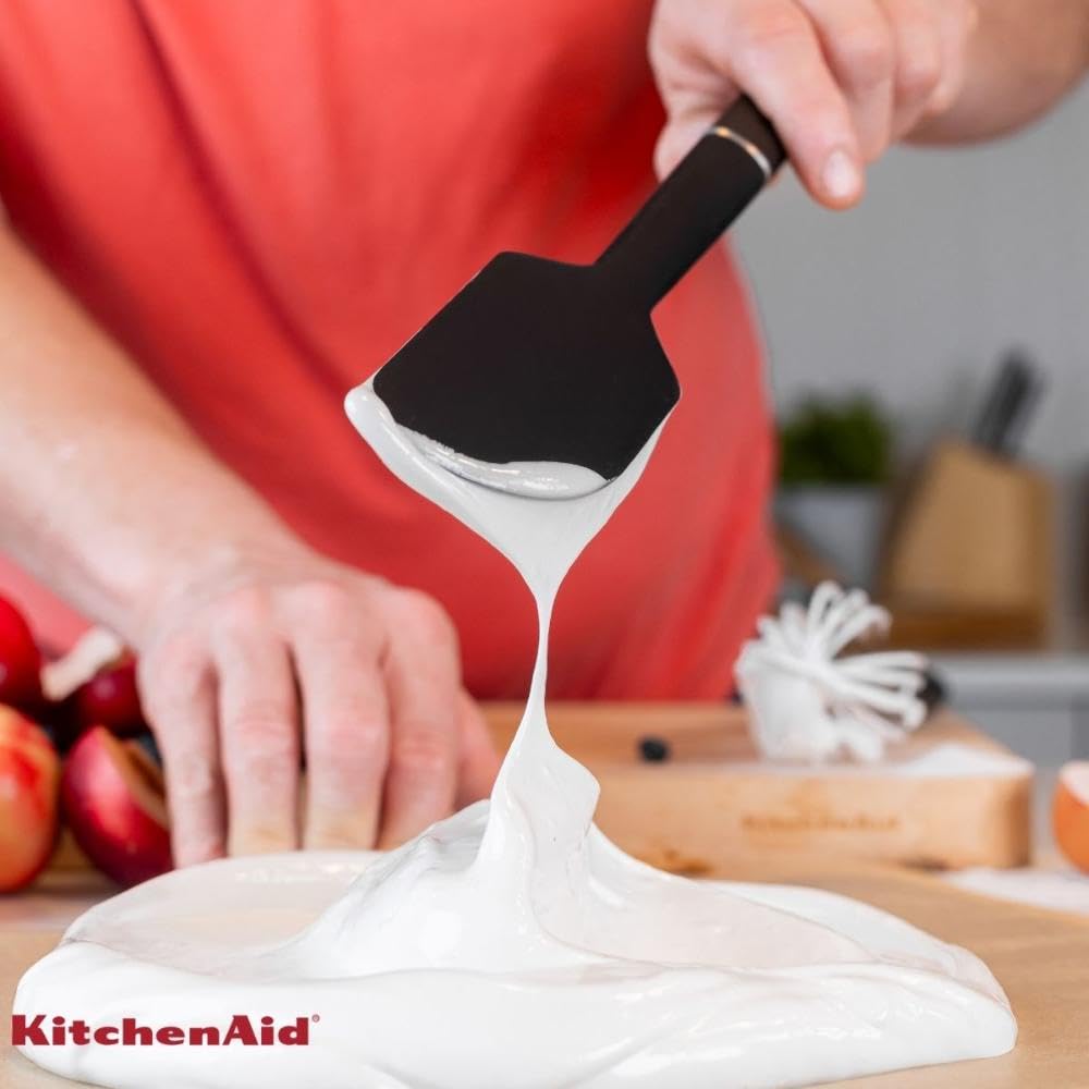 KitchenAid Espátula de Cocina Resistente al Calor hasta 260°C, Antiadherente, Flexible, Color Negro
