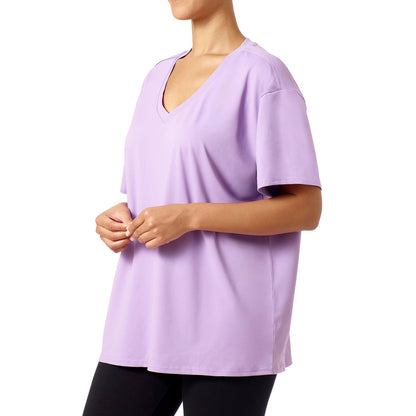 HUE - Playera de Manga Corta para Mujer, Cuello en V, Casual, Holgada, básica, Tallas Grandes