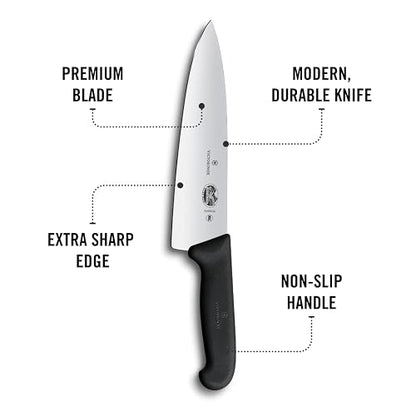 Victorinox Swiss Army 5.2063.20-X14 Fibrox Cuchillo de chef negro 8 pulgadas